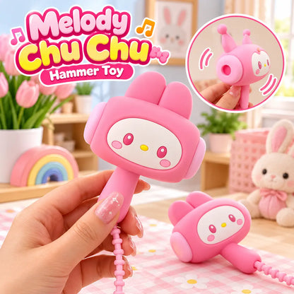 Cartoon animal musical hammer keychain toy with a cute character design