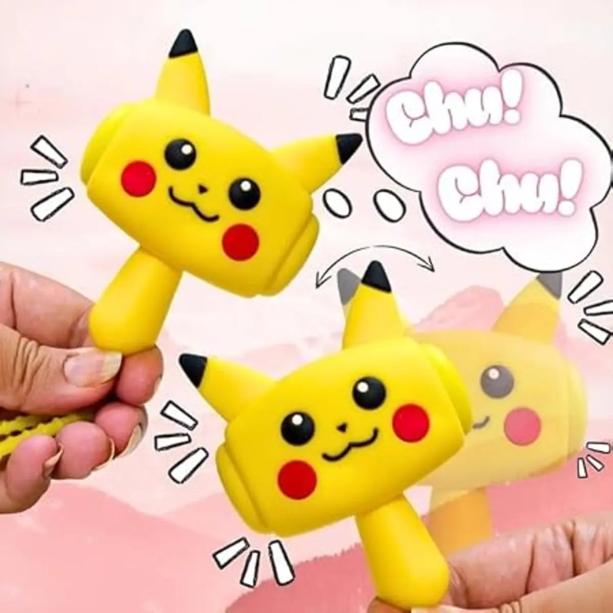 Cartoon animal musical hammer keychain toy with a cute character design