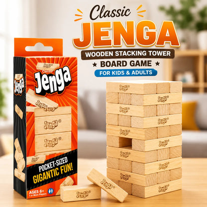 Classic Jenga Wooden Stacking Tower Board Game for Kids and Adults