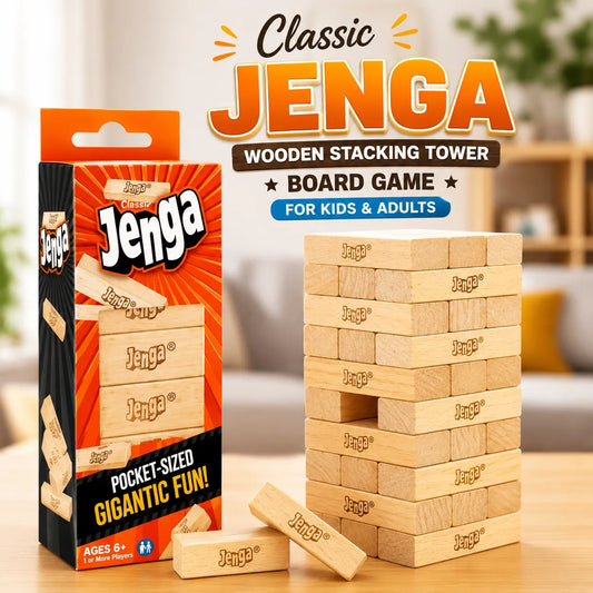 Classic Jenga Wooden Stacking Tower Board Game for Kids and Adults