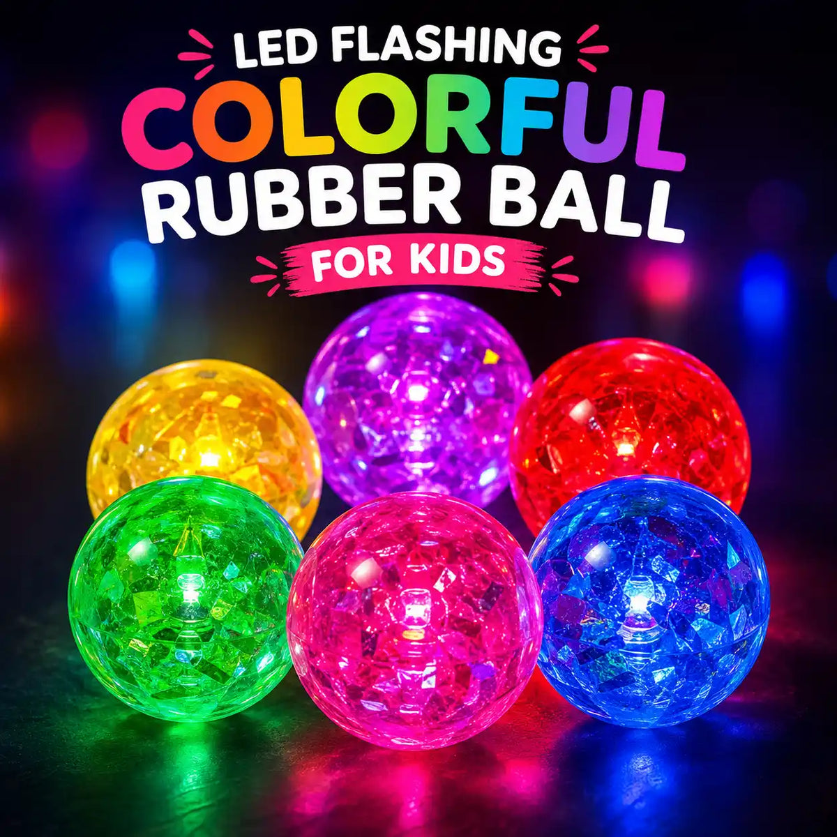 LED Flashing Colorful Rubber Ball For Kids - deliverrpk
