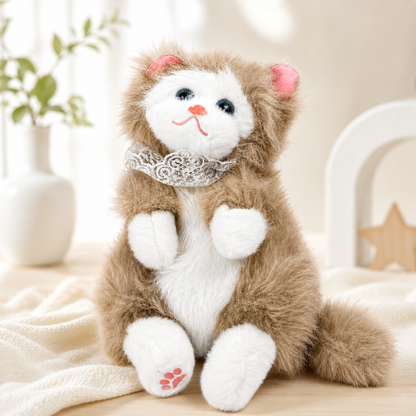 Cute realistic plush cat shoulder bag with soft fur and adjustable strap for kids