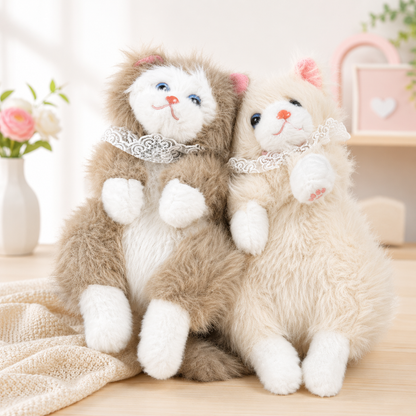 Cute realistic plush cat shoulder bag with soft fur and adjustable strap for kids