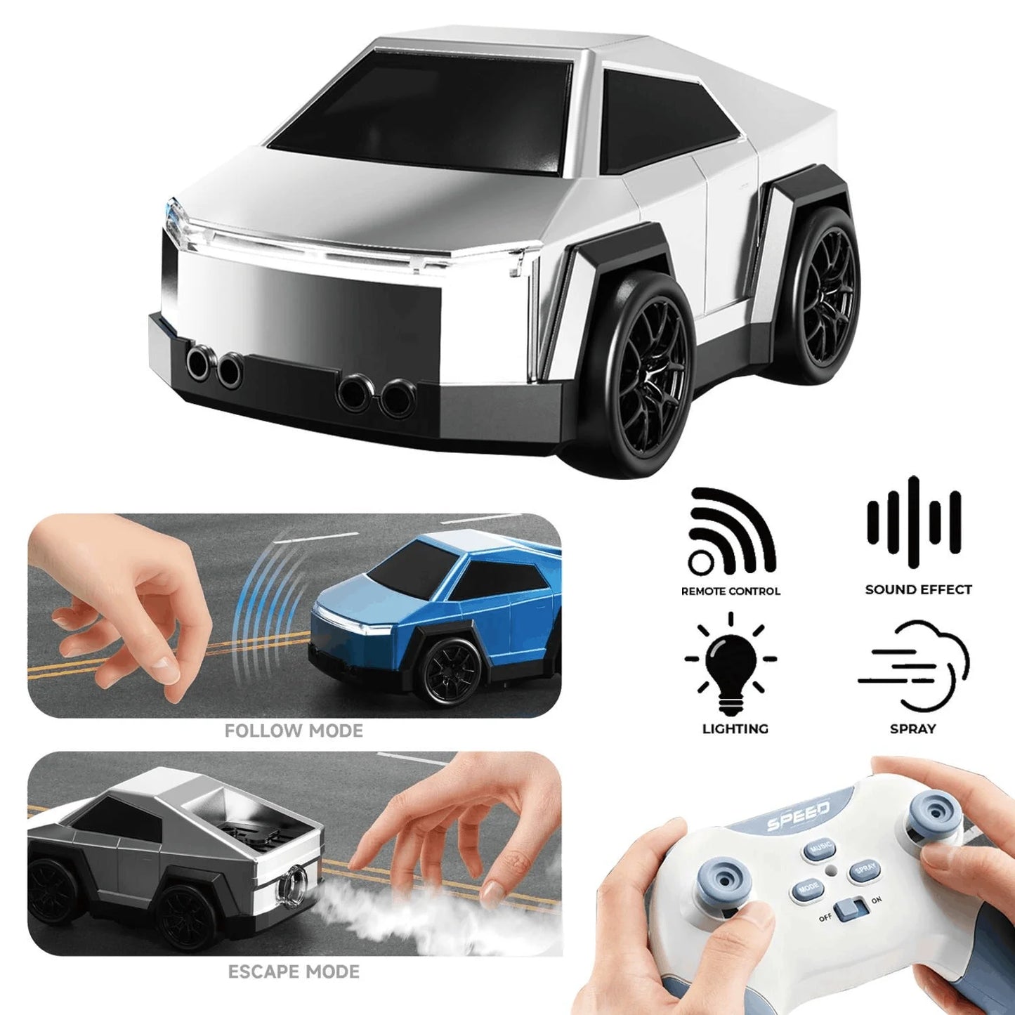 Smart Gesture Control RC Car with Lights & Sound 