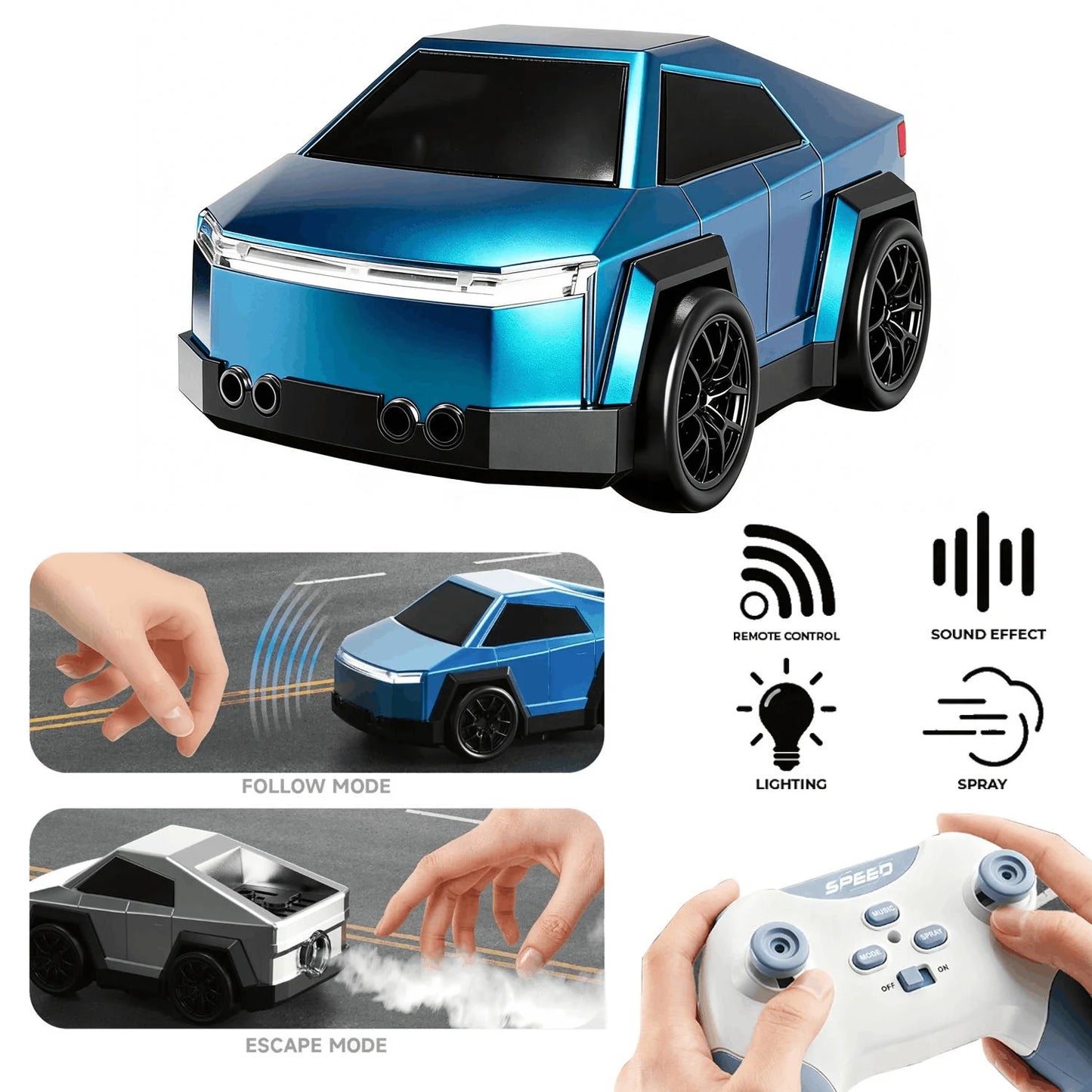 Smart Gesture Control RC Car with Lights & Sound 
