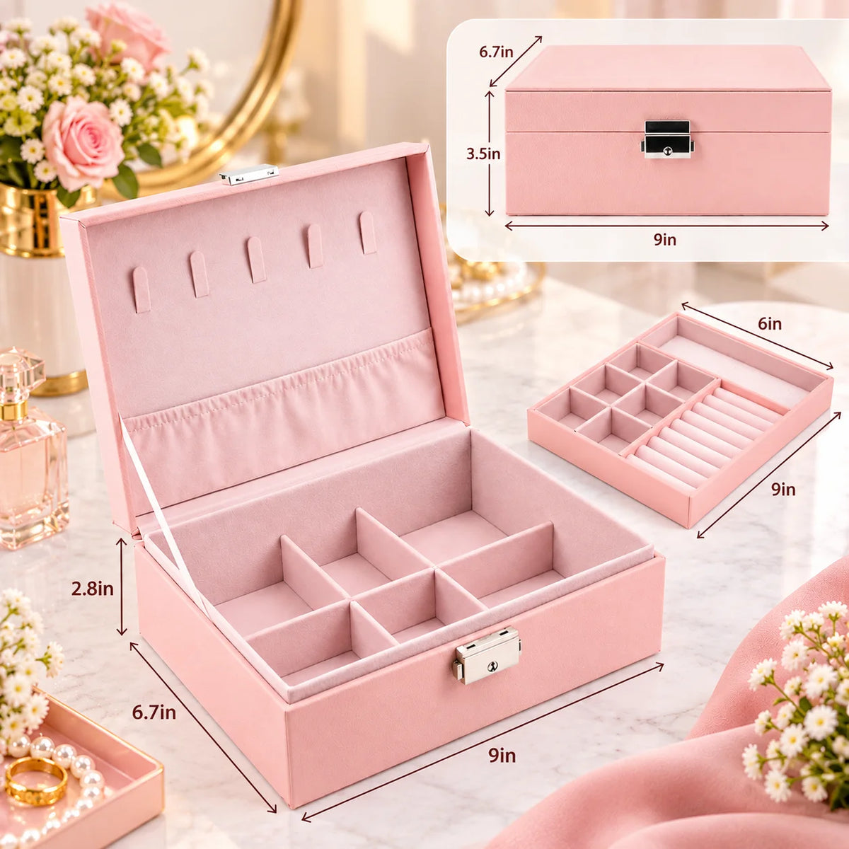 Two Layer Jewelry Storage Box-Deliverr.pk