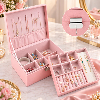 Two Layer Jewelry Storage Box-Deliverr.pk