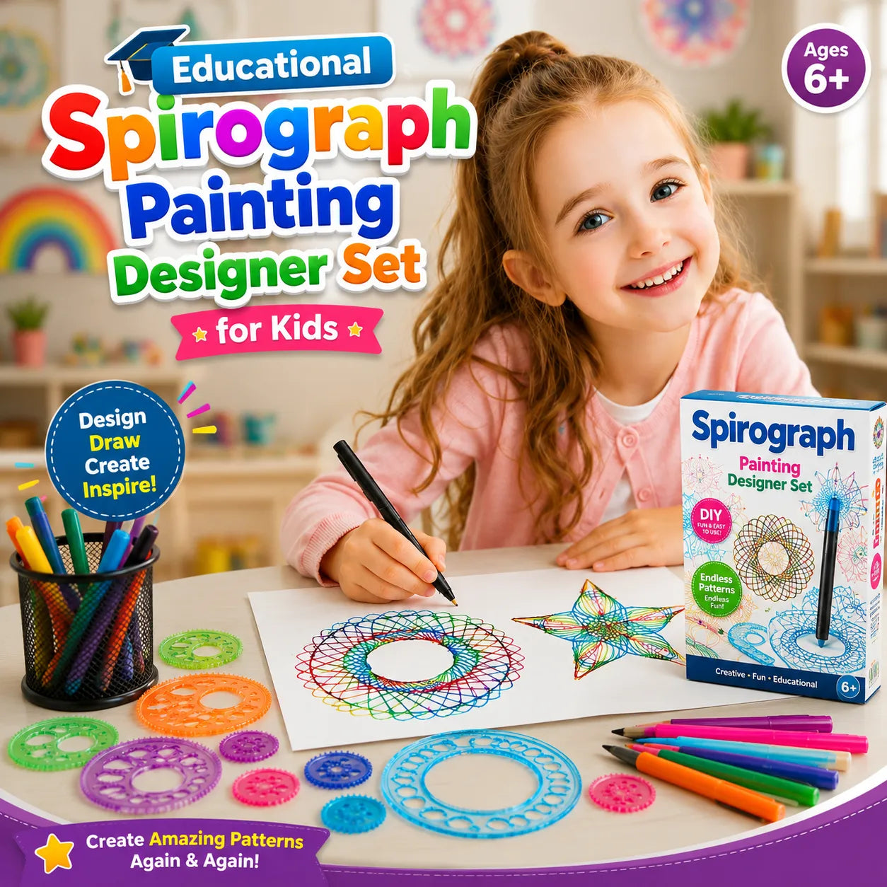 Educational Spirograph Painting Designer Set for Kids
