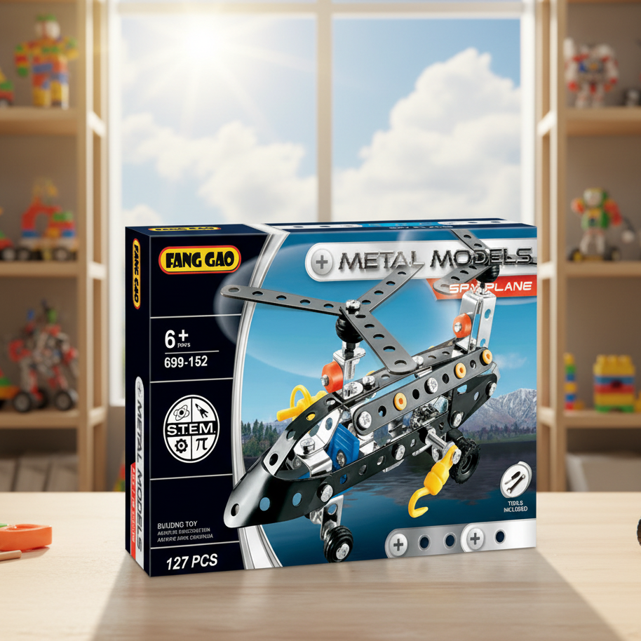 127-Piece Metal Helicopter Building Kit – DIY Assembly for Kids
