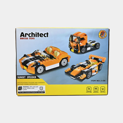 Architect 3-in-1 Speed Car Building Blocks Set – 119 Pieces DIY Racer Toy