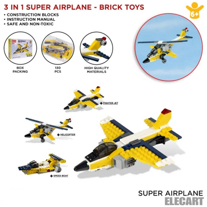 Architect Airplane Brick Toy 3-in-1 Building Blocks – 130 Pieces