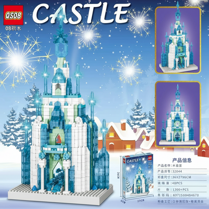 Crystal Palace Ice Castle Building Bricks – STEM Construction Toy (1300+ Pcs)