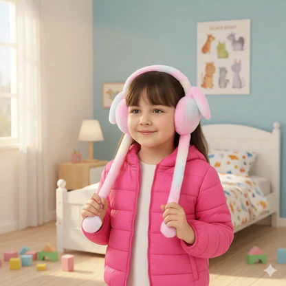 Bunny Earmuffs With Moving Ears - Soft Rabbit Warm Earmuffs For Kids