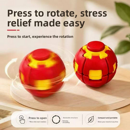 Colorful 3D Printed Stress Relief Spin Ball Press-to-Spin Sensory Fidget Toy for Kids and Adults