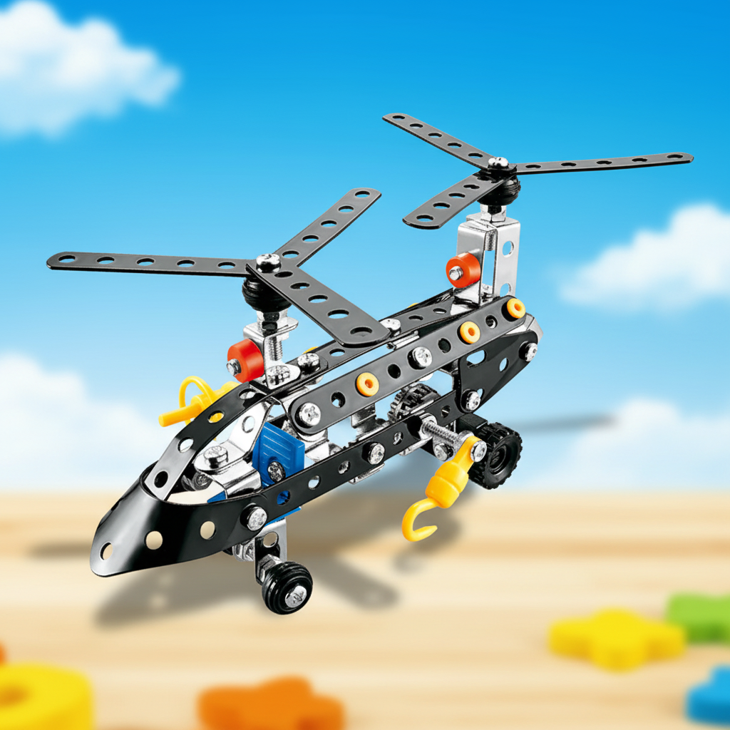 127-Piece Metal Helicopter Building Kit – DIY Assembly for Kids