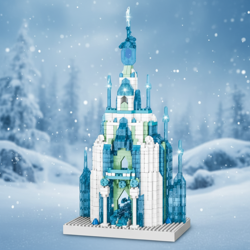 Crystal Palace Ice Castle Building Bricks – STEM Construction Toy (1300+ Pcs)
