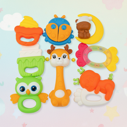 Cute Baby Rattle & Teether Set – Safe Infant Toy - Toynix