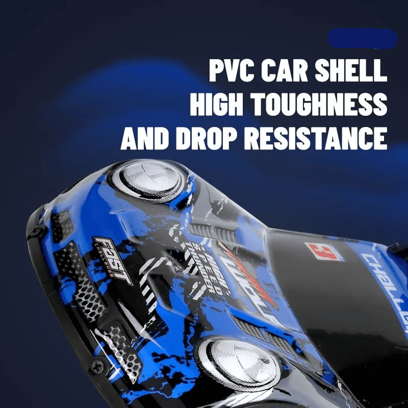 PVC car shell with text highlighting high toughness and drop resistance on a dark background