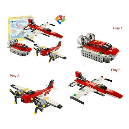 Architect 3-in-1 Fighter Jet, Boat & Airplane Building Blocks – 241+ Pcs