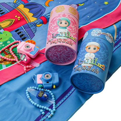 Kids Prayer Mat Set with Tasbeeh & Digital Counter