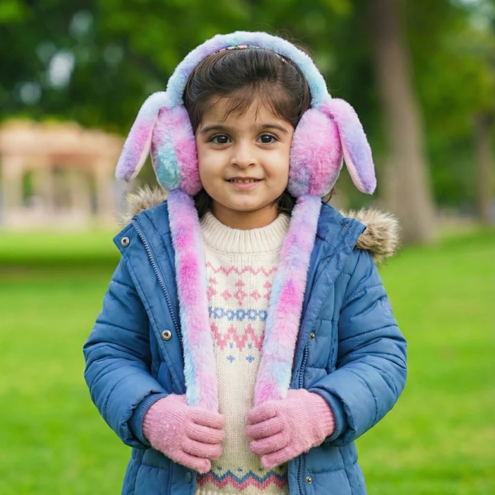 Winter Plush Bunny Earmuffs For kids


