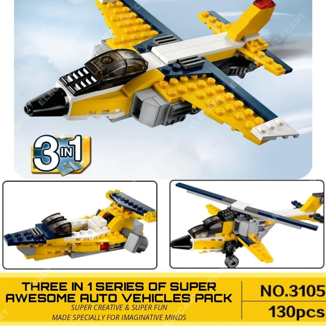 Architect Airplane Brick Toy 3-in-1 Building Blocks – 130 Pieces