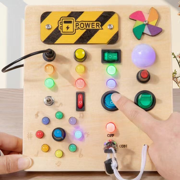 Electric Educational Wooden Montessori Toy with LED Light Switch