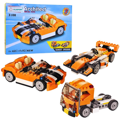 Architect 3-in-1 Speed Car Building Blocks Set – 119 Pieces DIY Racer Toy