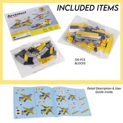 Architect Airplane Brick Toy 3-in-1 Building Blocks – 130 Pieces