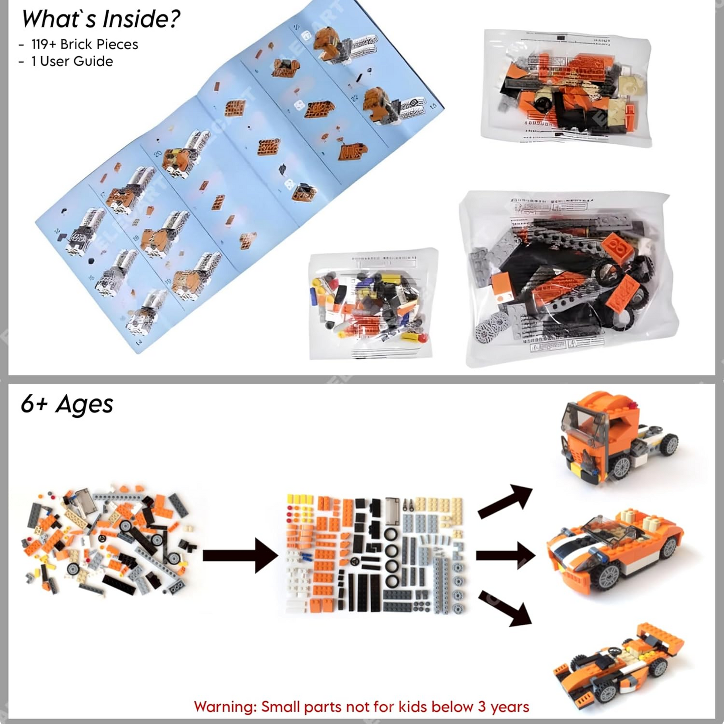 Architect 3-in-1 Speed Car Building Blocks Set – 119 Pieces DIY Racer Toy