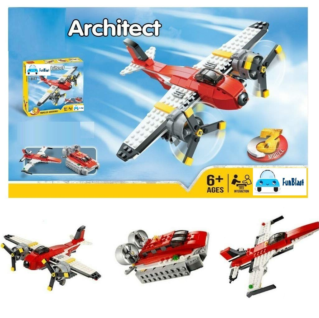 Architect 3-in-1 Fighter Jet, Boat & Airplane Building Blocks – 241+ Pcs