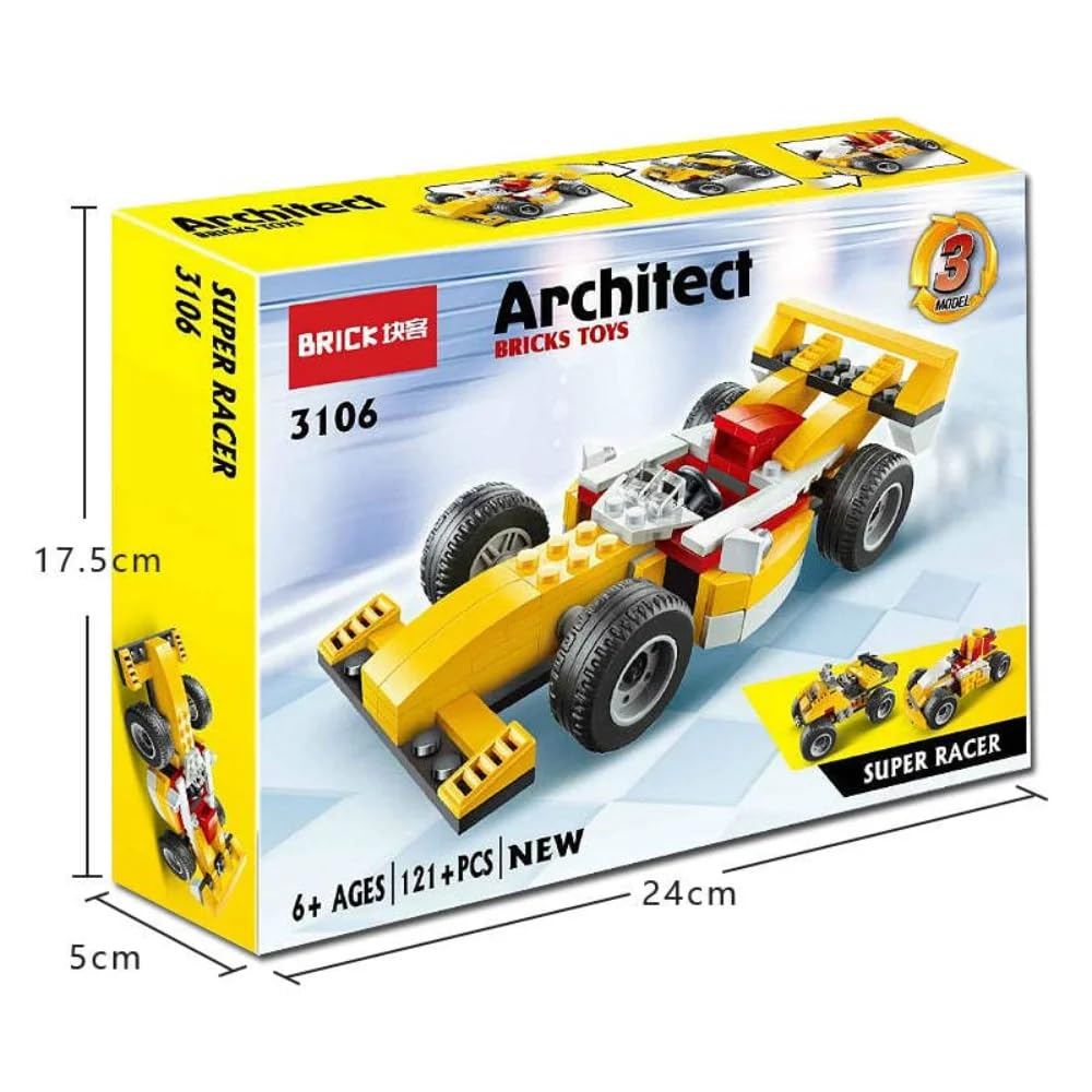 Architect Super Racer 3-in-1 Building Blocks Set – 121 Pieces