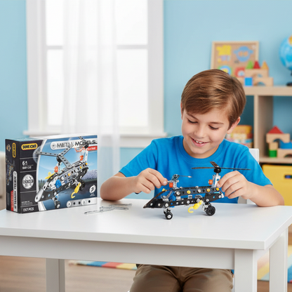 127-Piece Metal Helicopter Building Kit – DIY Assembly for Kids