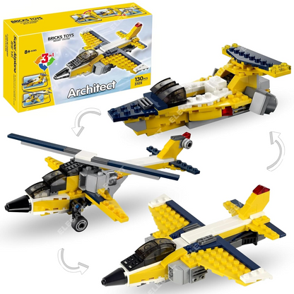 Architect Airplane Brick Toy 3-in-1 Building Blocks – 130 Pieces