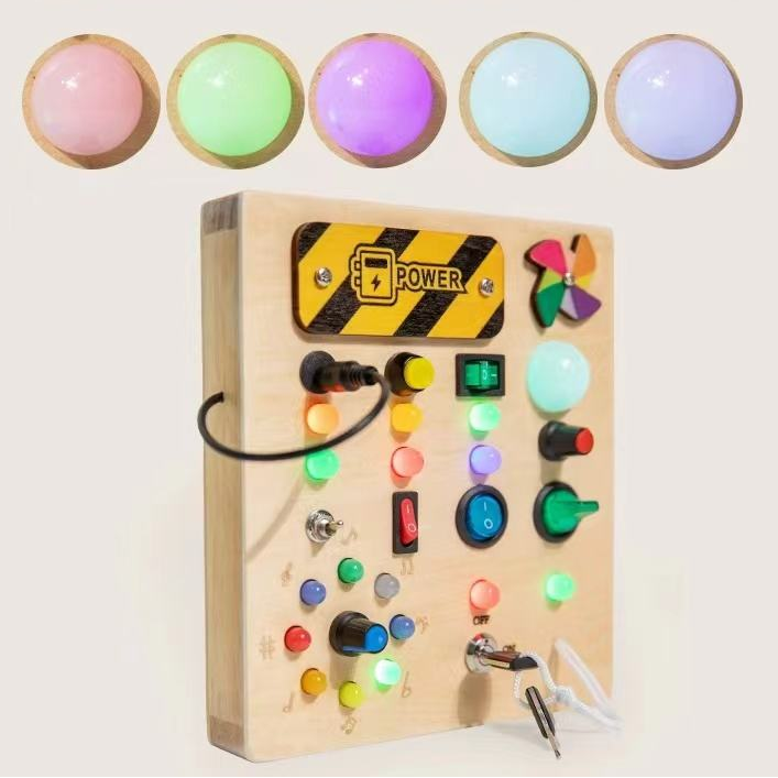 Electric Educational Wooden Montessori Toy with LED Light Switch