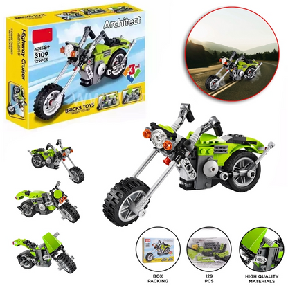 Architect Highway Cruiser 3-in-1 Building Blocks Toy – 129 Pieces