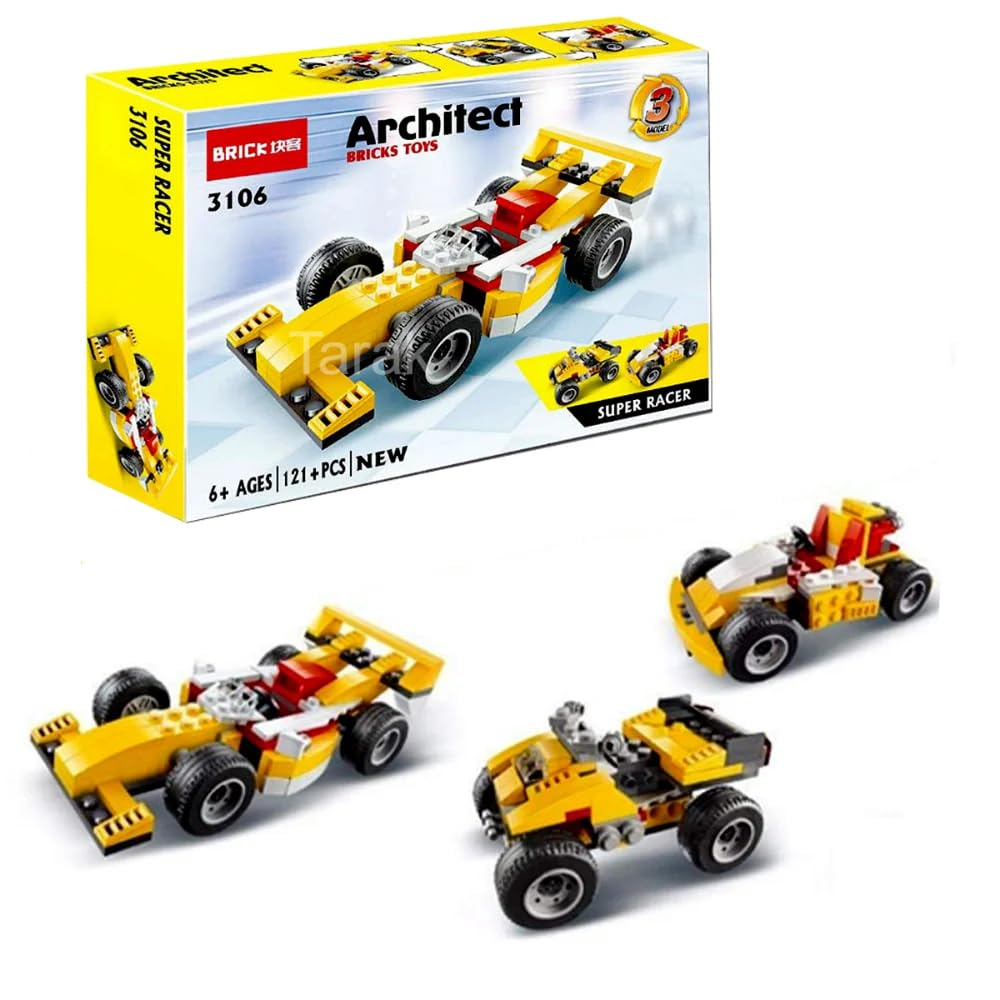 Architect Super Racer 3-in-1 Building Blocks Set – 121 Pieces