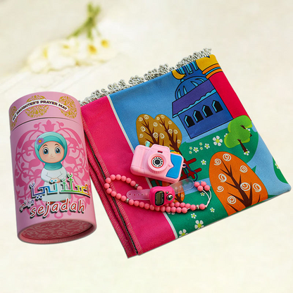 Kids Prayer Mat Set with Tasbeeh & Digital Counter