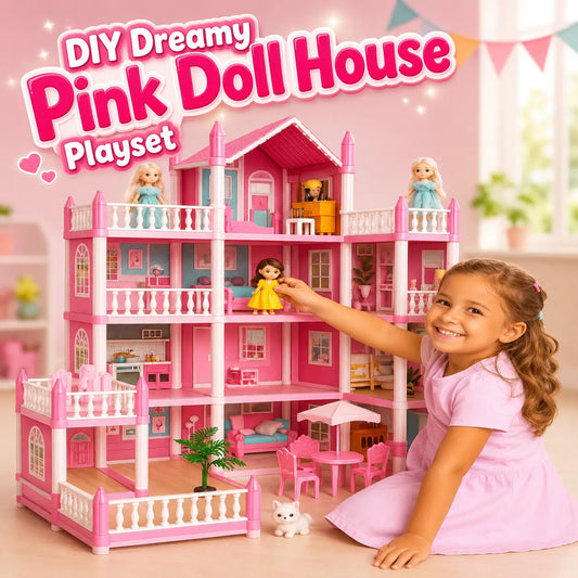 DIY Dreamy Pink Doll house Playset 