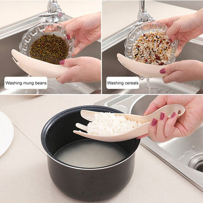 Multifunction Rice Washing Spoon Bean Washer Cleaning Drain Filter Kitchen Tool - Deliverrpk