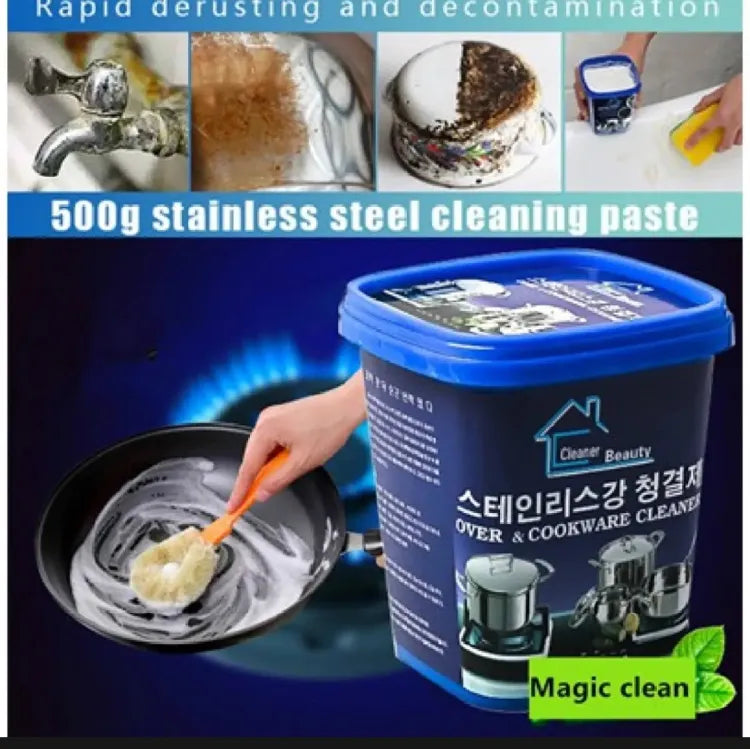 Oven&Cookware Korean Cleaner Stainless Steel Cleaning Paste Multi-Purpose Cleaner&Polish Cleaning Gel for Removing Rust 500 gram weight - Deliverrpk