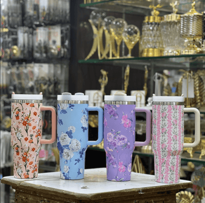 Flower Design Stainless Steel Water Tumbler 1200 ml