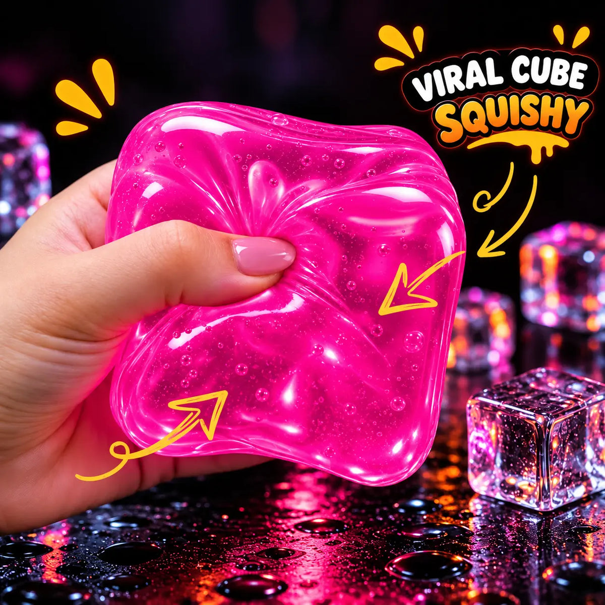 Hello Kitty-inspired cube squishy stress relief fidget toy for kids in a colorful design