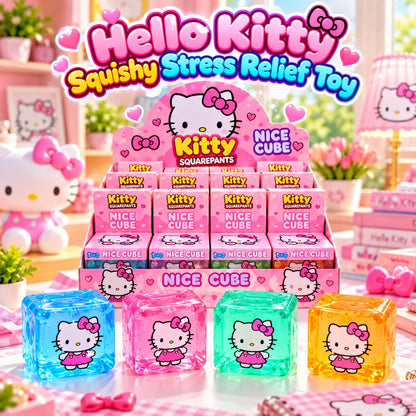 Hello Kitty-inspired cube squishy stress relief fidget toy for kids in a colorful design