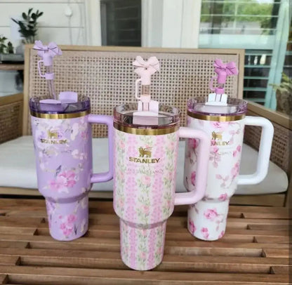 Flower Design Stanley Stainless Steel Water Tumbler 1200 ml