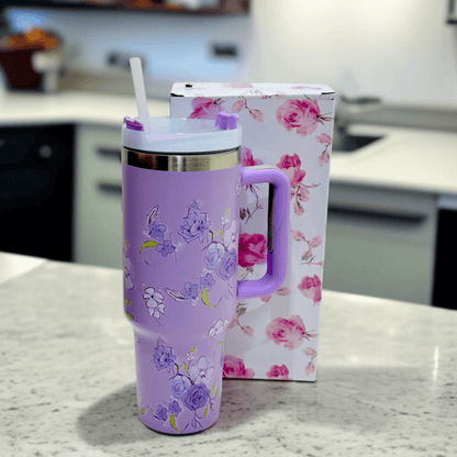 Flower Design Stainless Steel Water Tumbler 1200 ml