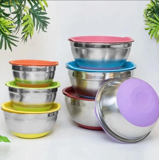 Stainless Steel Colourful 5pcs Bowl Set - Deliverrpk