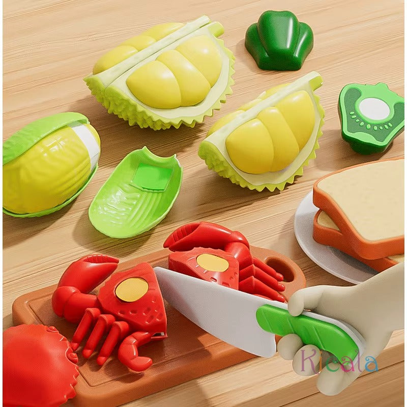 32 Pcs Pretend Play Kitchen Cutting Set (Apple Storage Case)
