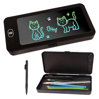 LCD Writing Tablet Pencil Box - Drawing Board Case with Erase Button - Toynix