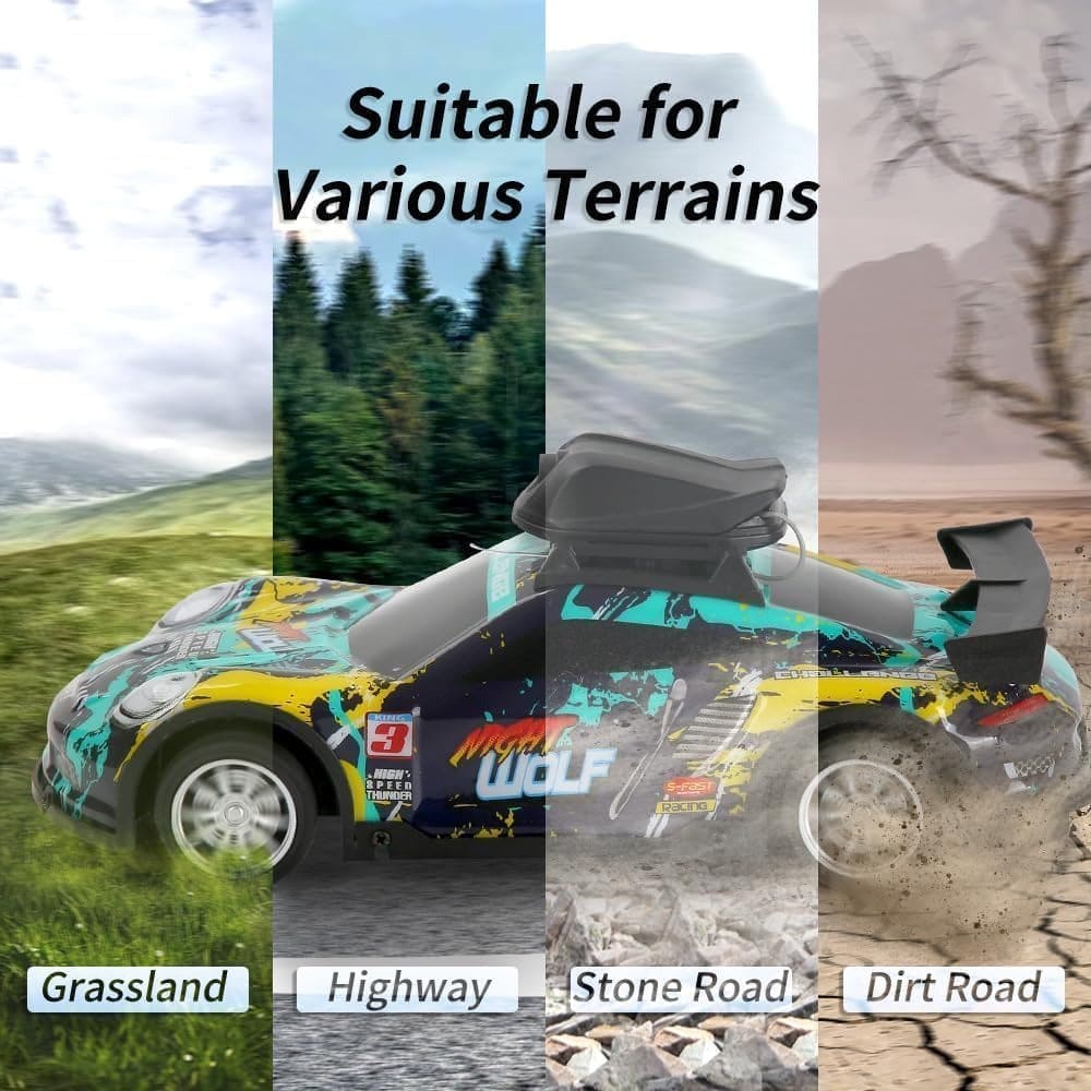 Multifunctional vehicle suitable for various terrains including grassland, highway, stone road, and dirt road.